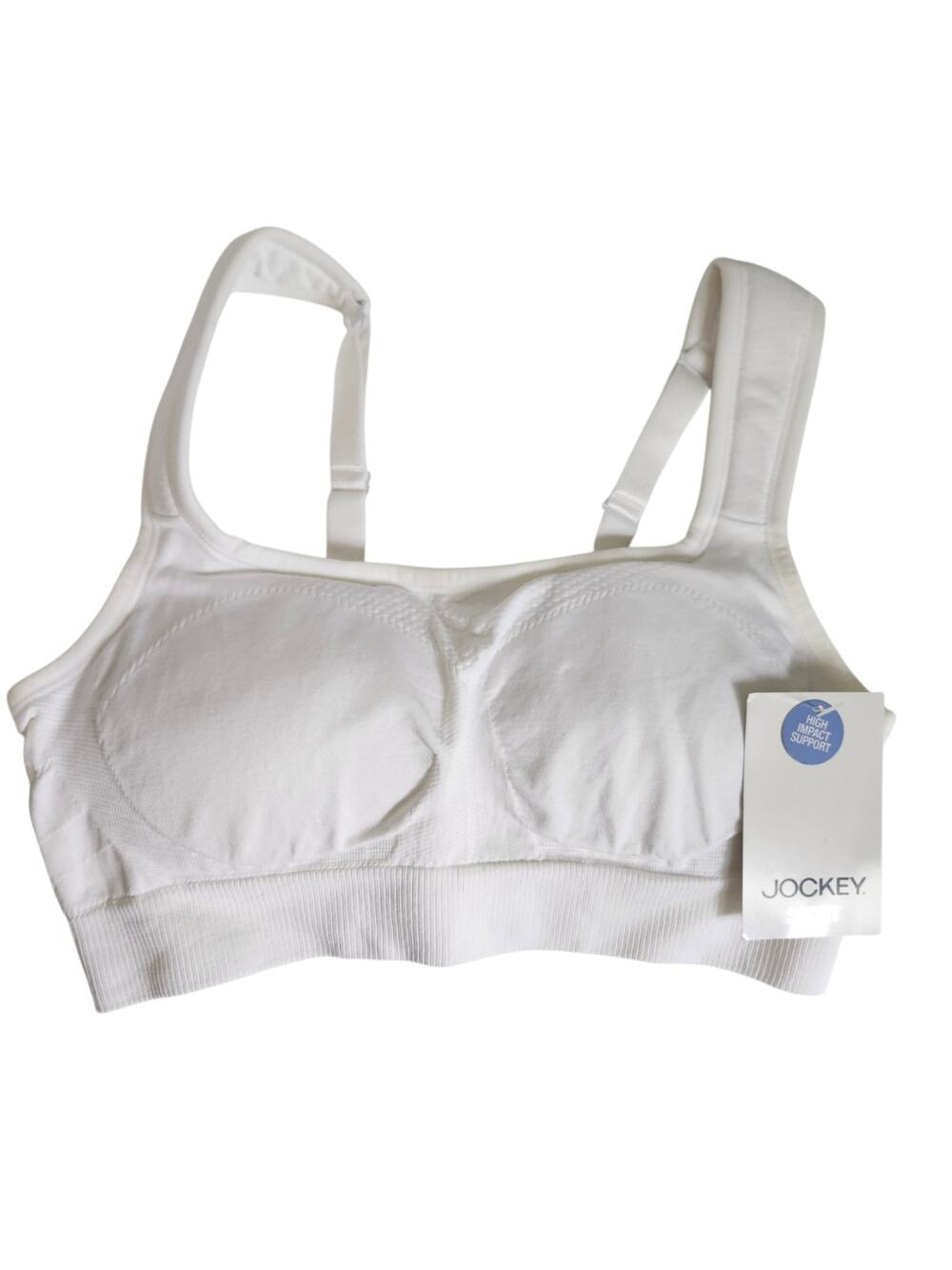 NWT Jockey Sport High Impact Bra White Sz M Adjustable Straps Slightly Padded